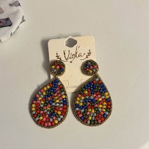 Multicolor beaded tear drop earrings